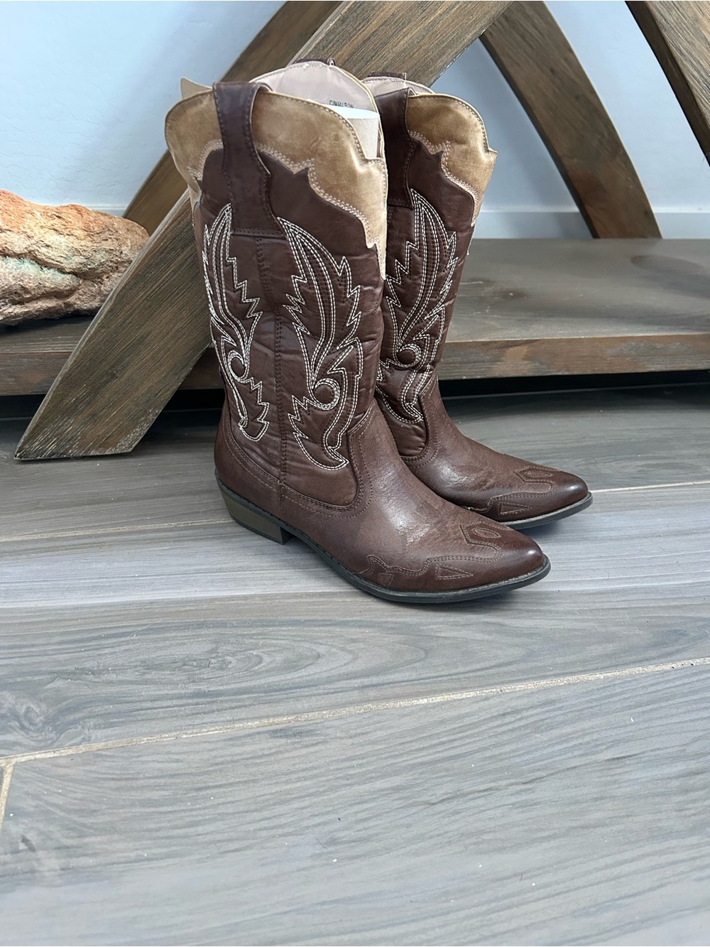 Coconuts by Matisse Brown Two-Tone Western Heeled Boots